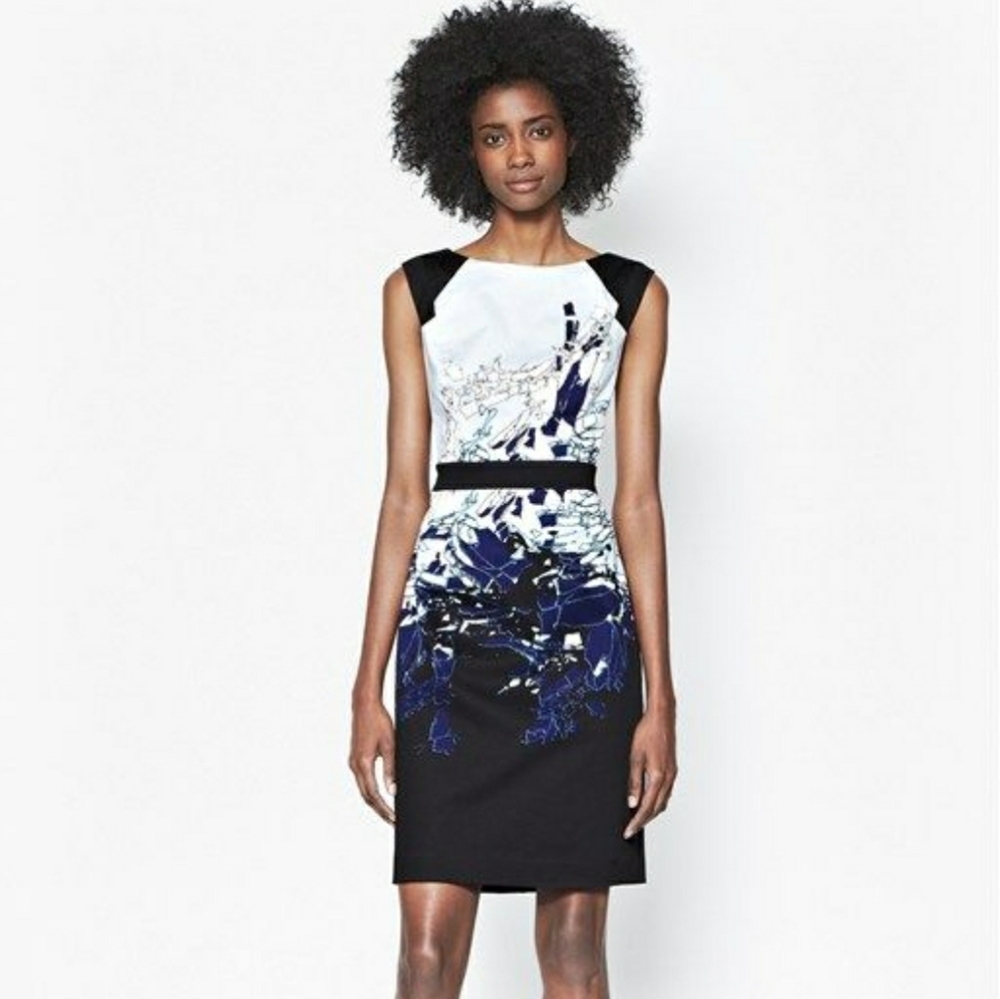 FCUK Blue Black Geometric Abstract Sleeveless Mini Dress